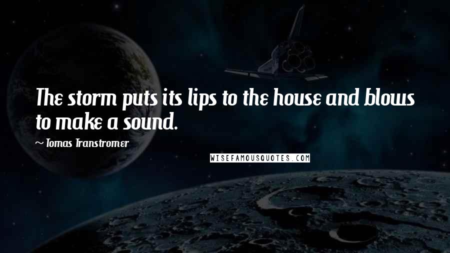 Tomas Transtromer Quotes: The storm puts its lips to the house and blows to make a sound.