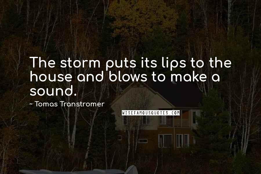 Tomas Transtromer Quotes: The storm puts its lips to the house and blows to make a sound.