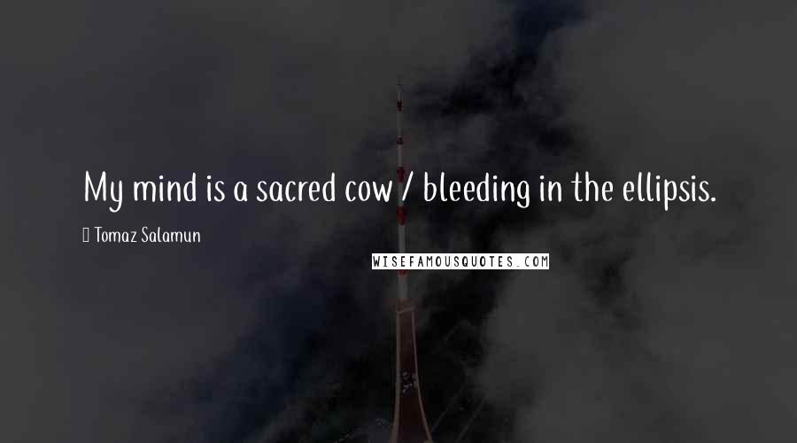Tomaz Salamun Quotes: My mind is a sacred cow / bleeding in the ellipsis.