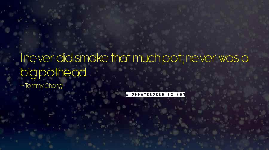 Tommy Chong Quotes: I never did smoke that much pot; never was a big pothead.