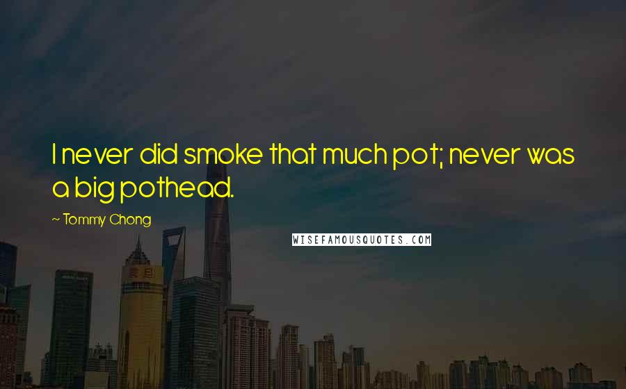 Tommy Chong Quotes: I never did smoke that much pot; never was a big pothead.
