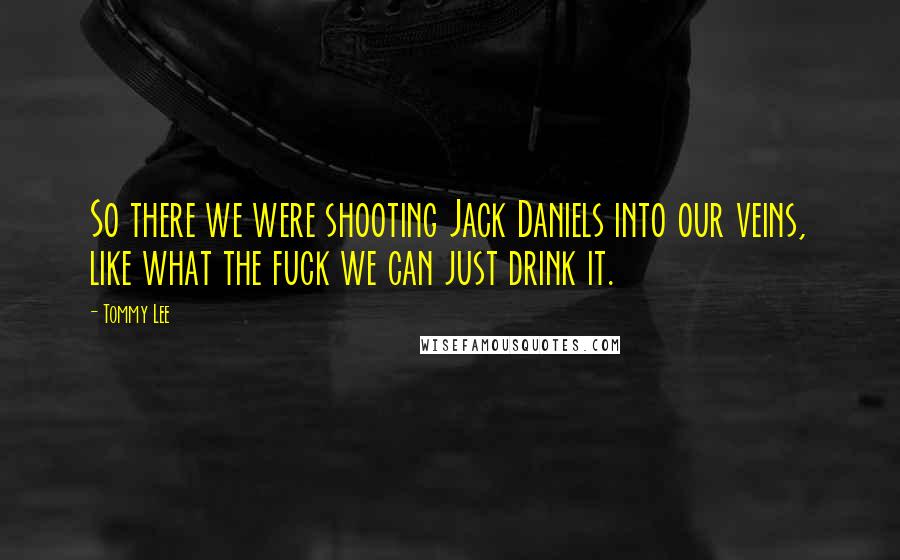 Tommy Lee Quotes: So there we were shooting Jack Daniels into our veins, like what the fuck we can just drink it.