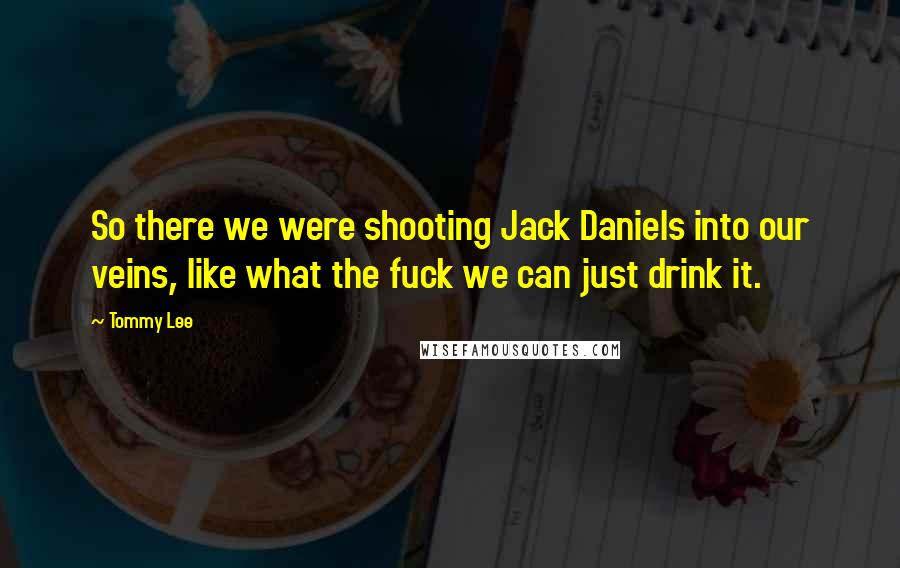 Tommy Lee Quotes: So there we were shooting Jack Daniels into our veins, like what the fuck we can just drink it.