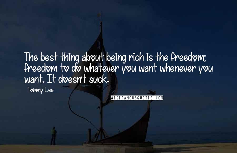 Tommy Lee Quotes: The best thing about being rich is the freedom; freedom to do whatever you want whenever you want. It doesn't suck.