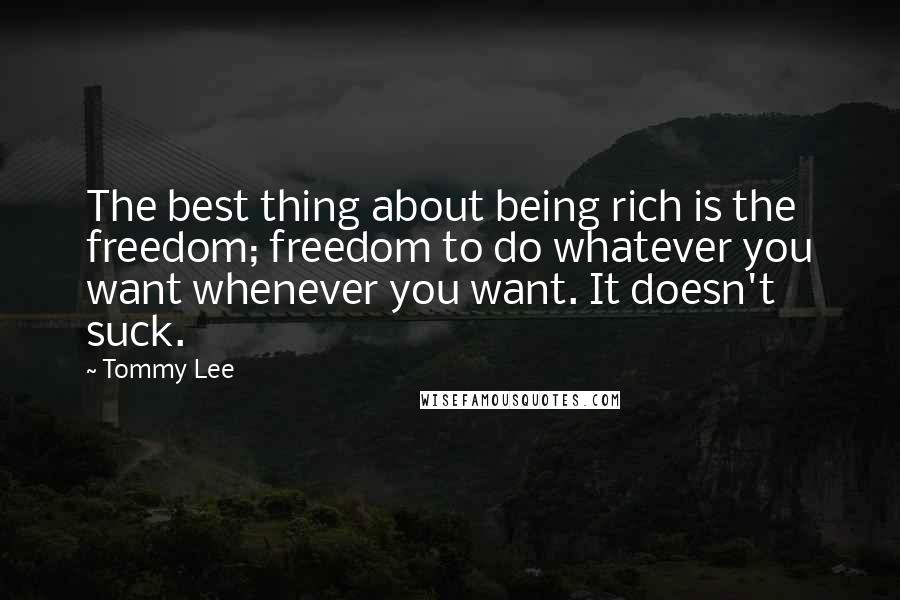 Tommy Lee Quotes: The best thing about being rich is the freedom; freedom to do whatever you want whenever you want. It doesn't suck.