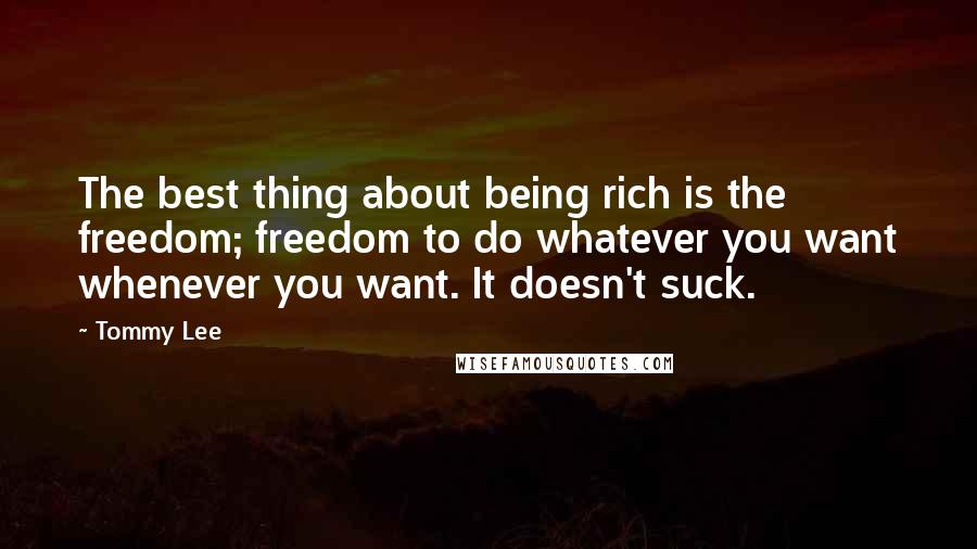 Tommy Lee Quotes: The best thing about being rich is the freedom; freedom to do whatever you want whenever you want. It doesn't suck.