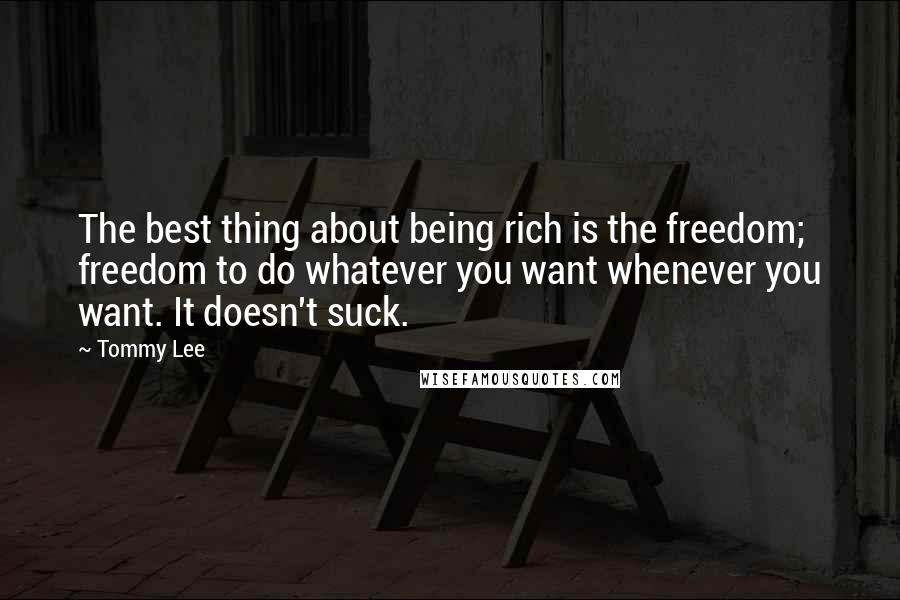 Tommy Lee Quotes: The best thing about being rich is the freedom; freedom to do whatever you want whenever you want. It doesn't suck.