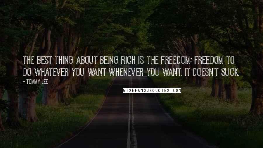 Tommy Lee Quotes: The best thing about being rich is the freedom; freedom to do whatever you want whenever you want. It doesn't suck.