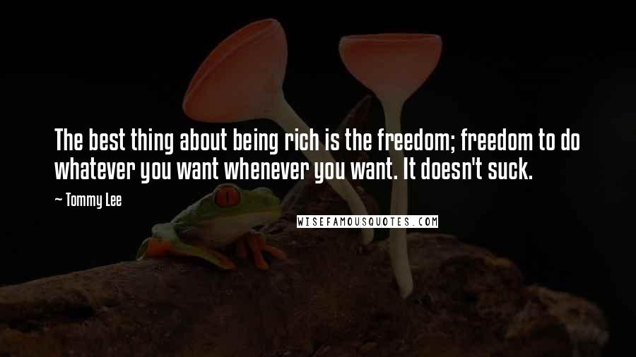 Tommy Lee Quotes: The best thing about being rich is the freedom; freedom to do whatever you want whenever you want. It doesn't suck.