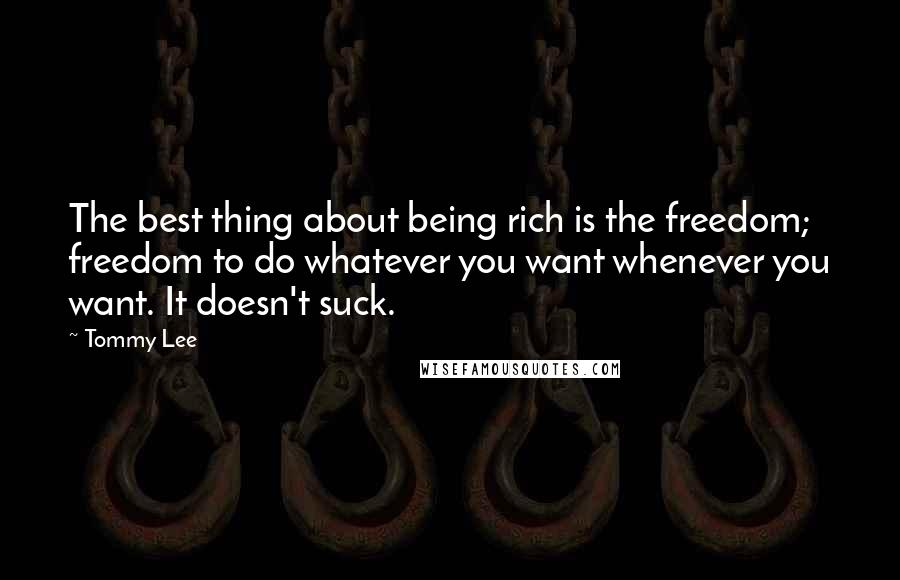 Tommy Lee Quotes: The best thing about being rich is the freedom; freedom to do whatever you want whenever you want. It doesn't suck.