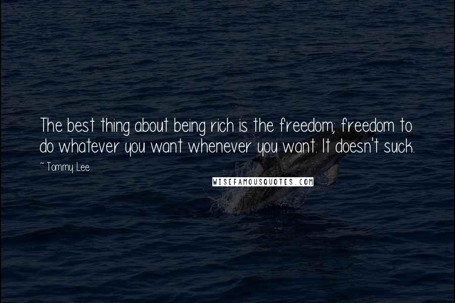 Tommy Lee Quotes: The best thing about being rich is the freedom; freedom to do whatever you want whenever you want. It doesn't suck.