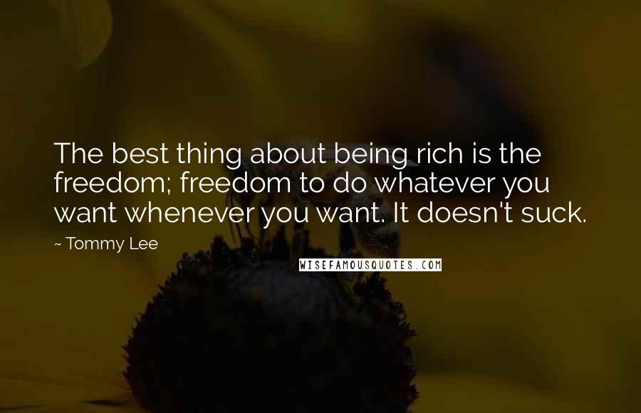 Tommy Lee Quotes: The best thing about being rich is the freedom; freedom to do whatever you want whenever you want. It doesn't suck.