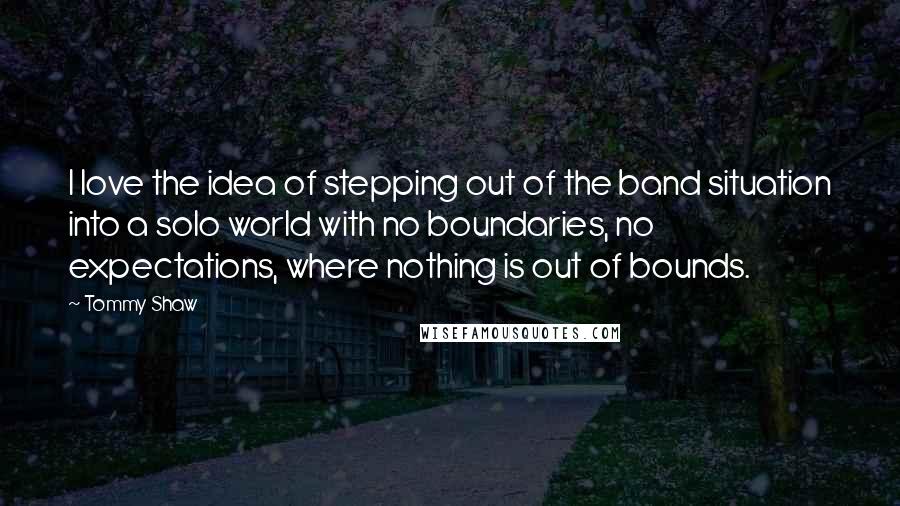 Tommy Shaw Quotes: I love the idea of stepping out of the band situation into a solo world with no boundaries, no expectations, where nothing is out of bounds.