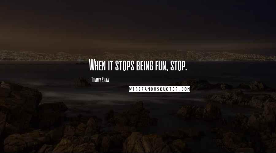 Tommy Shaw Quotes: When it stops being fun, stop.