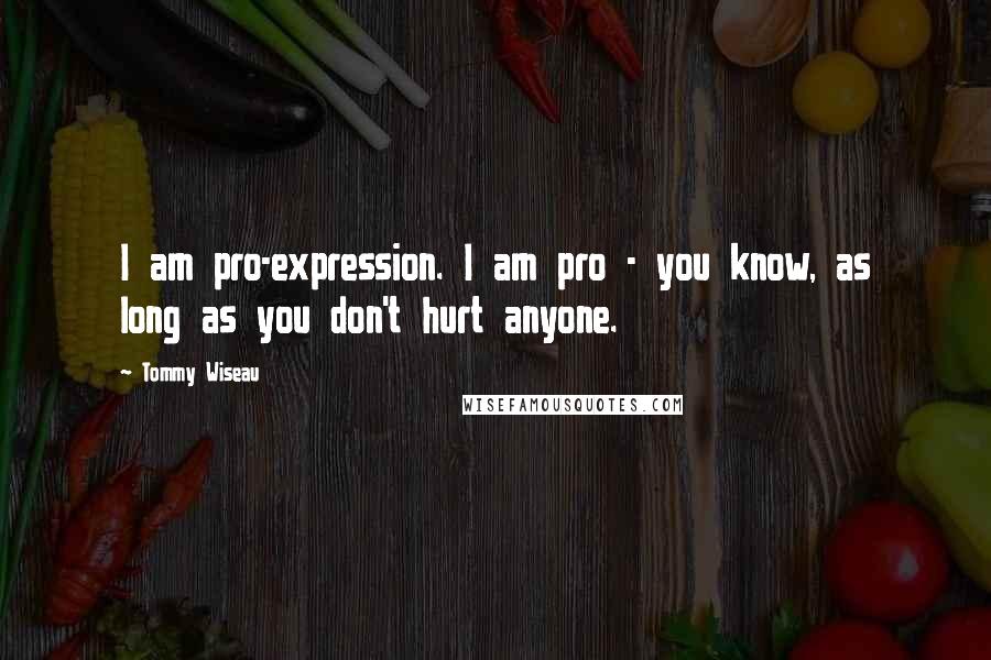 Tommy Wiseau Quotes: I am pro-expression. I am pro - you know, as long as you don't hurt anyone.