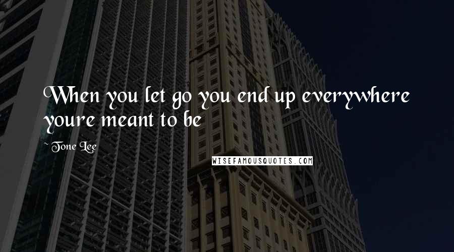 Tone Lee Quotes: When you let go you end up everywhere youre meant to be