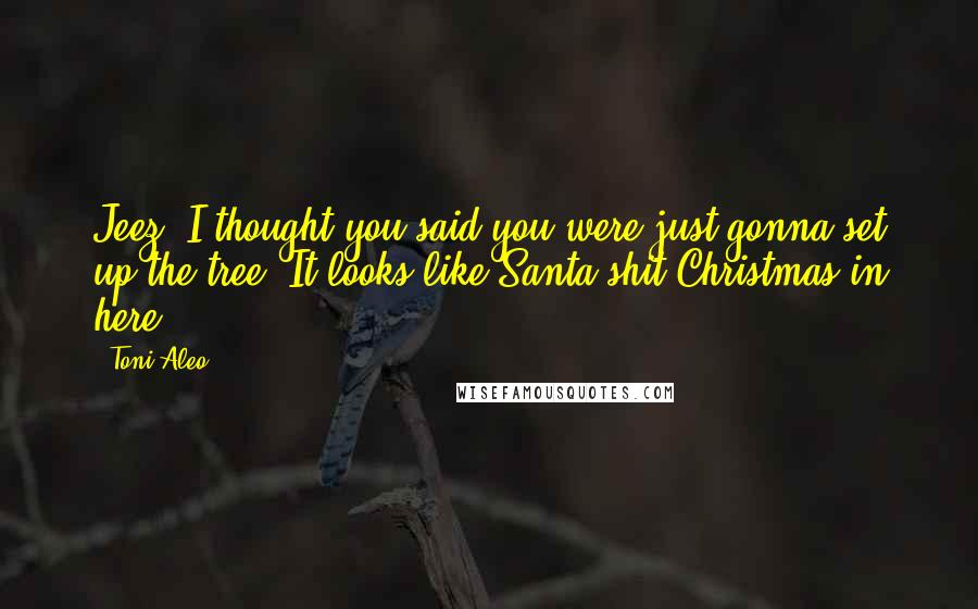 Toni Aleo Quotes: Jeez! I thought you said you were just gonna set up the tree? It looks like Santa shit Christmas in here!