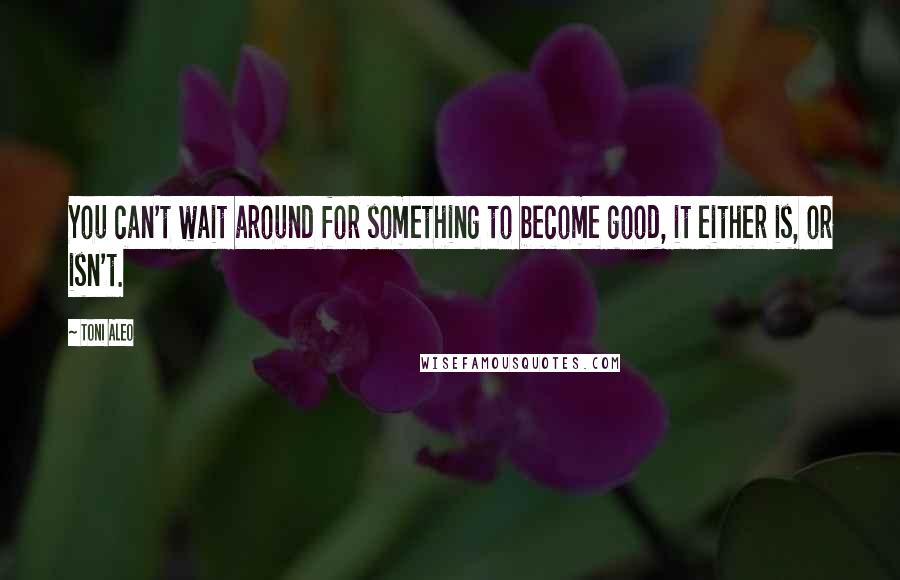 Toni Aleo Quotes: You can't wait around for something to become good, it either is, or isn't.