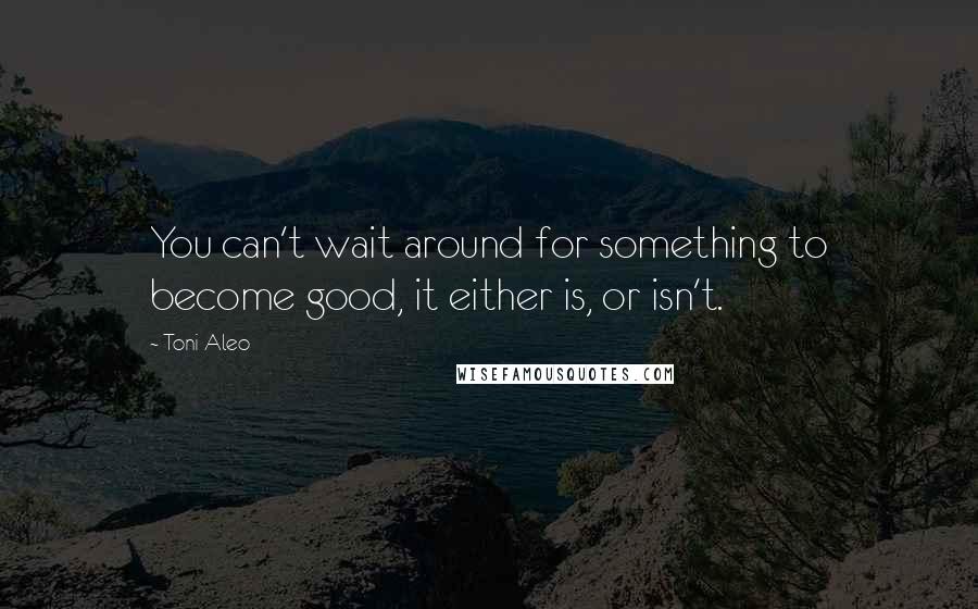 Toni Aleo Quotes: You can't wait around for something to become good, it either is, or isn't.