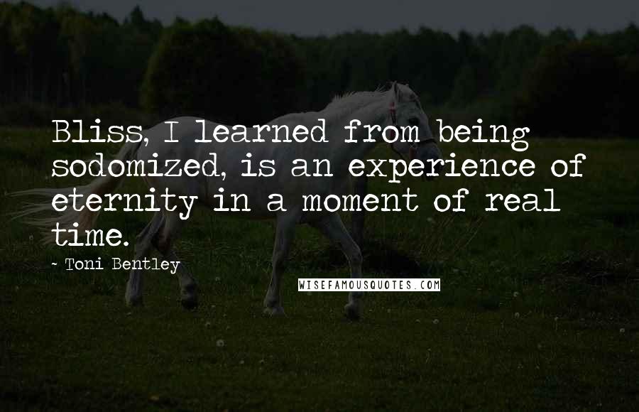 Toni Bentley Quotes: Bliss, I learned from being sodomized, is an experience of eternity in a moment of real time.
