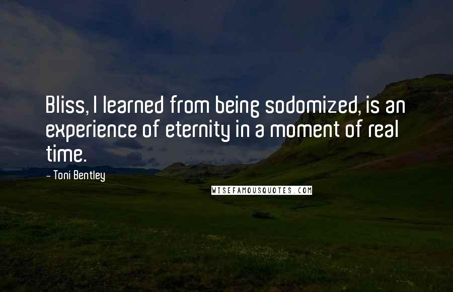 Toni Bentley Quotes: Bliss, I learned from being sodomized, is an experience of eternity in a moment of real time.