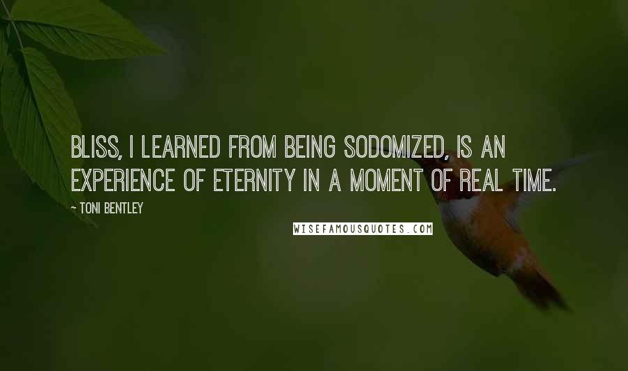 Toni Bentley Quotes: Bliss, I learned from being sodomized, is an experience of eternity in a moment of real time.