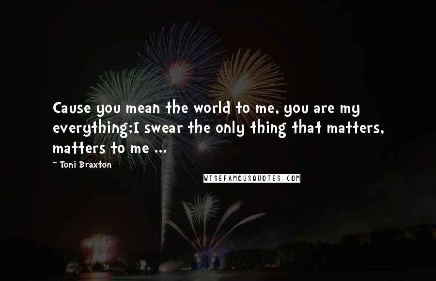 Toni Braxton Quotes: Cause you mean the world to me, you are my everything;I swear the only thing that matters, matters to me ...