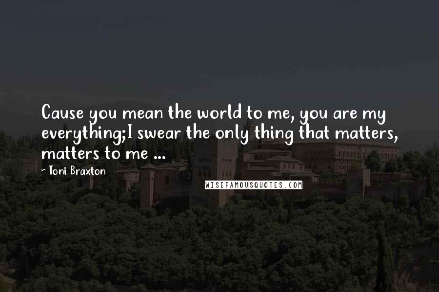 Toni Braxton Quotes: Cause you mean the world to me, you are my everything;I swear the only thing that matters, matters to me ...