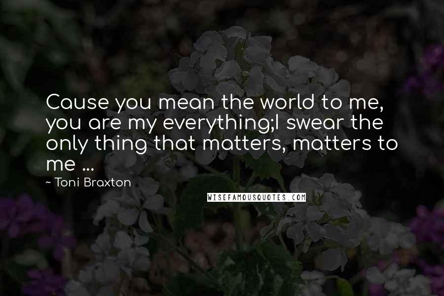 Toni Braxton Quotes: Cause you mean the world to me, you are my everything;I swear the only thing that matters, matters to me ...