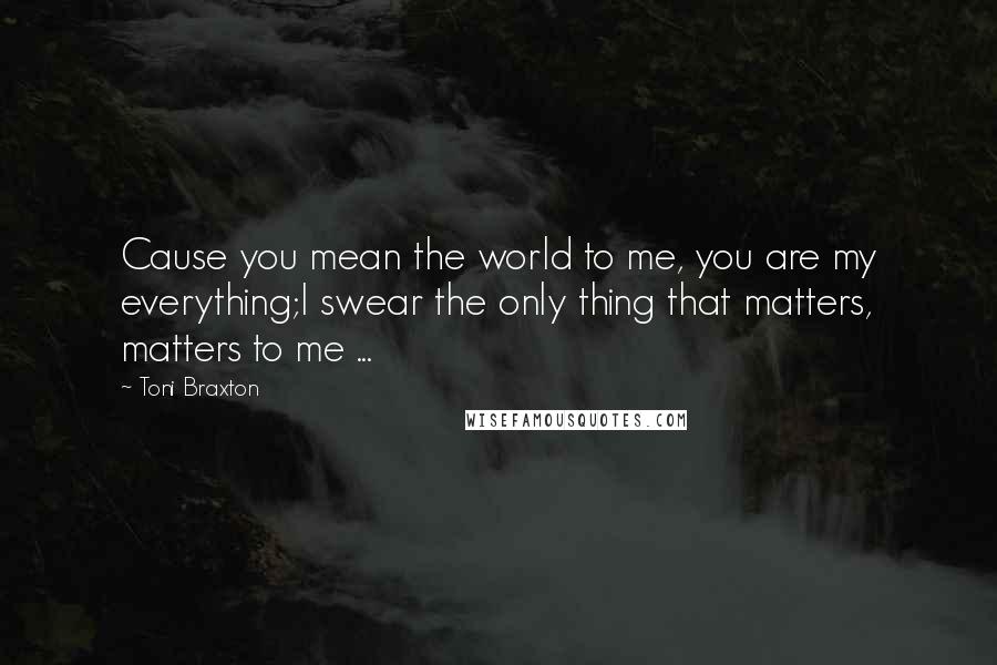 Toni Braxton Quotes: Cause you mean the world to me, you are my everything;I swear the only thing that matters, matters to me ...