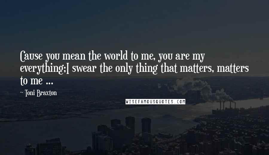 Toni Braxton Quotes: Cause you mean the world to me, you are my everything;I swear the only thing that matters, matters to me ...