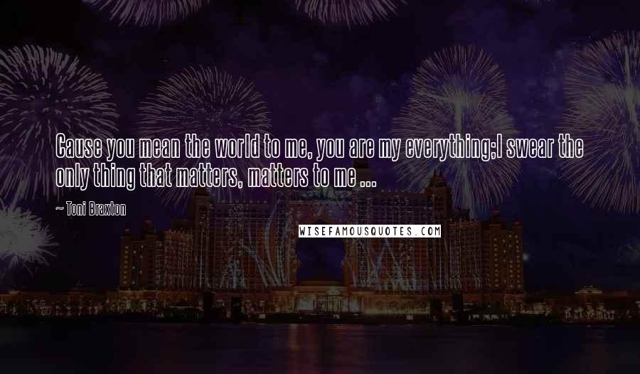 Toni Braxton Quotes: Cause you mean the world to me, you are my everything;I swear the only thing that matters, matters to me ...