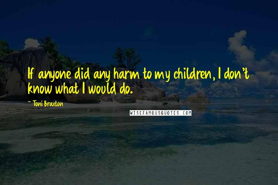 Toni Braxton Quotes: If anyone did any harm to my children, I don't know what I would do.