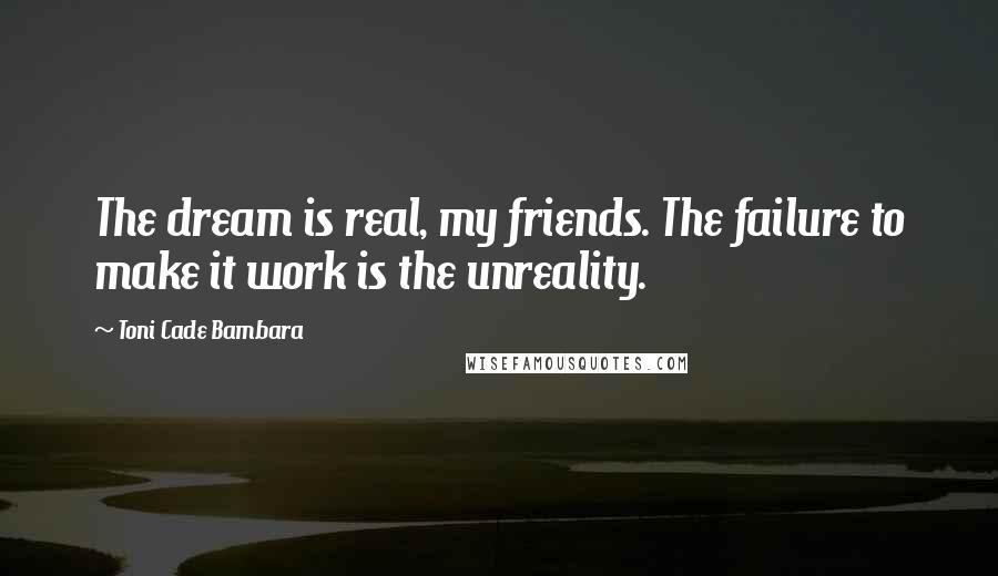 Toni Cade Bambara Quotes: The dream is real, my friends. The failure to make it work is the unreality.