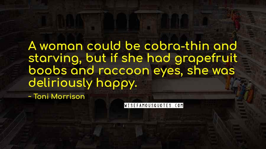 Toni Morrison Quotes: A woman could be cobra-thin and starving, but if she had grapefruit boobs and raccoon eyes, she was deliriously happy.