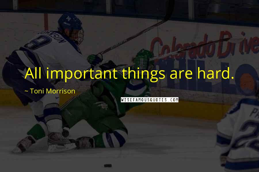 Toni Morrison Quotes: All important things are hard.