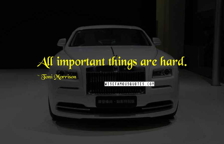 Toni Morrison Quotes: All important things are hard.