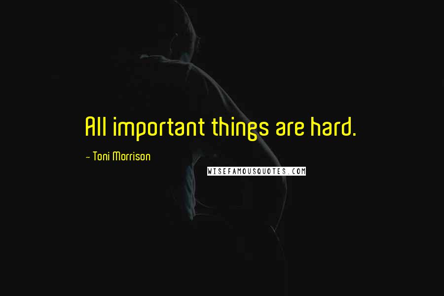 Toni Morrison Quotes: All important things are hard.