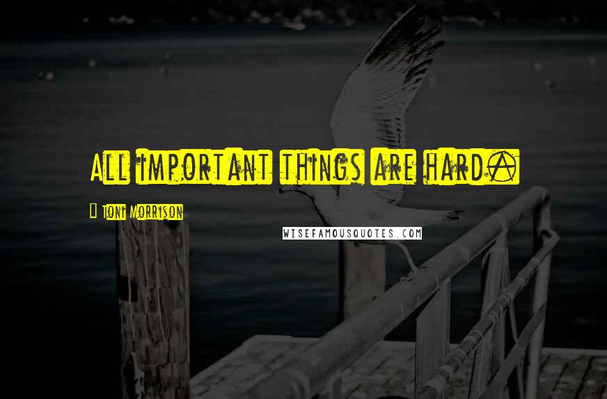 Toni Morrison Quotes: All important things are hard.