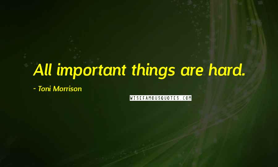 Toni Morrison Quotes: All important things are hard.