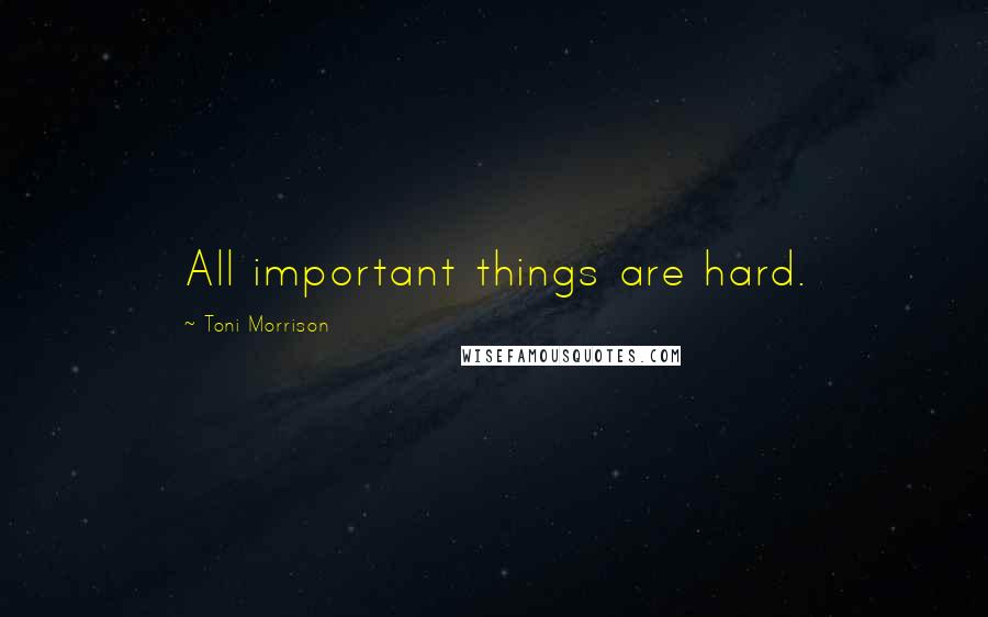 Toni Morrison Quotes: All important things are hard.