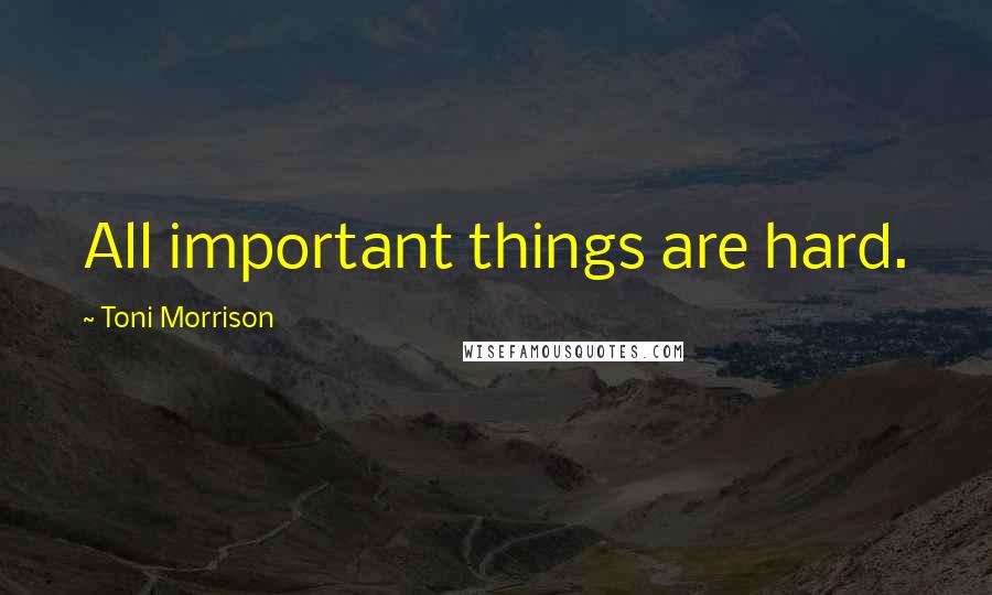 Toni Morrison Quotes: All important things are hard.