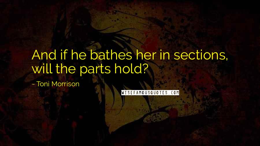 Toni Morrison Quotes: And if he bathes her in sections, will the parts hold?
