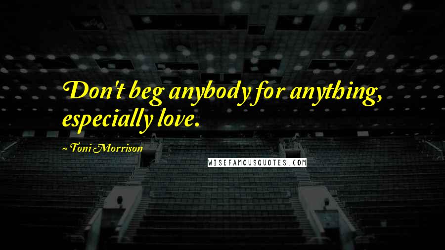 Toni Morrison Quotes: Don't beg anybody for anything, especially love.