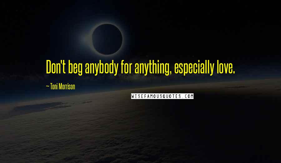 Toni Morrison Quotes: Don't beg anybody for anything, especially love.