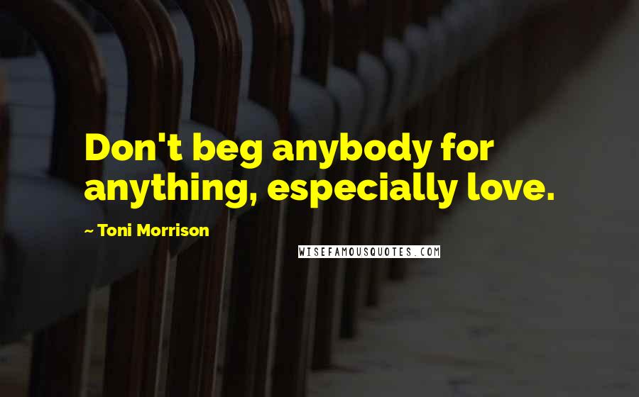 Toni Morrison Quotes: Don't beg anybody for anything, especially love.