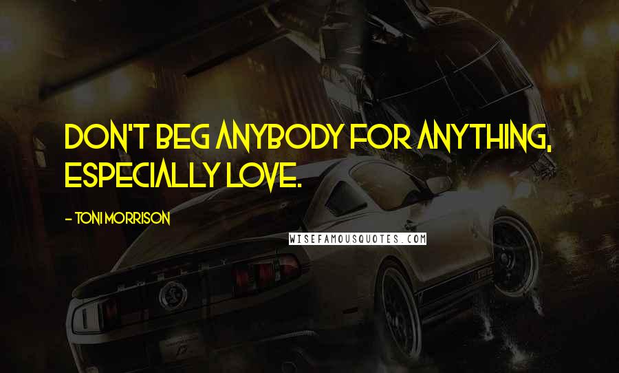 Toni Morrison Quotes: Don't beg anybody for anything, especially love.