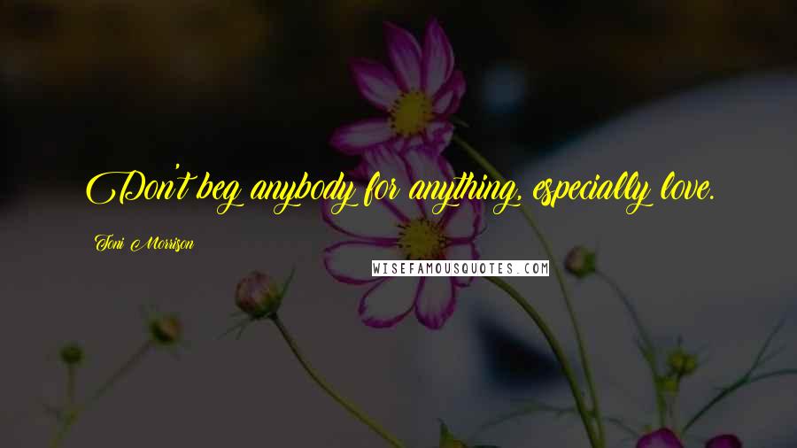 Toni Morrison Quotes: Don't beg anybody for anything, especially love.