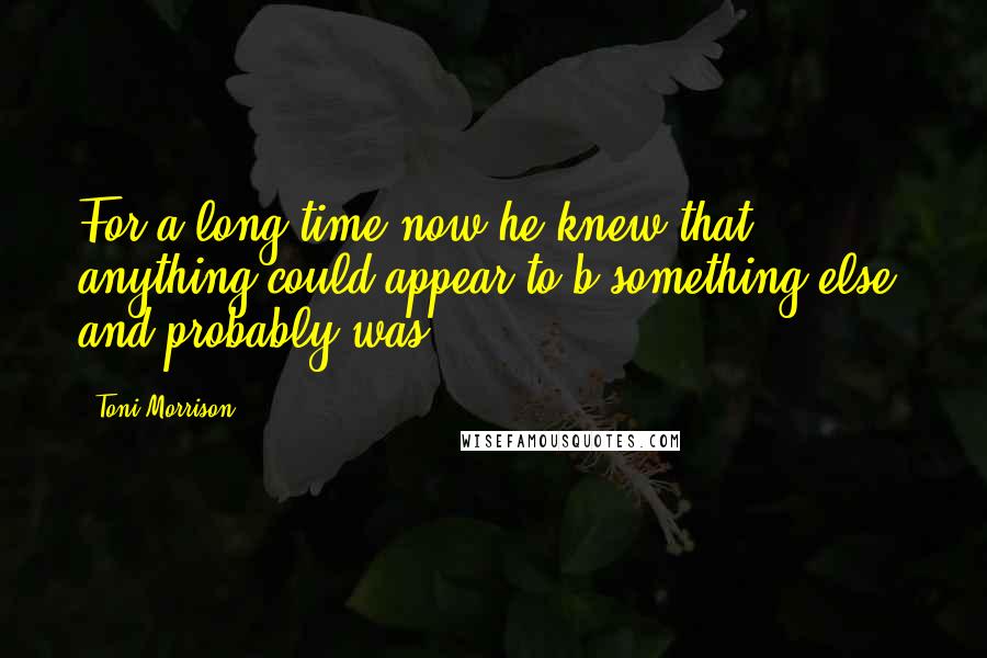 Toni Morrison Quotes: For a long time now he knew that anything could appear to b something else, and probably was.