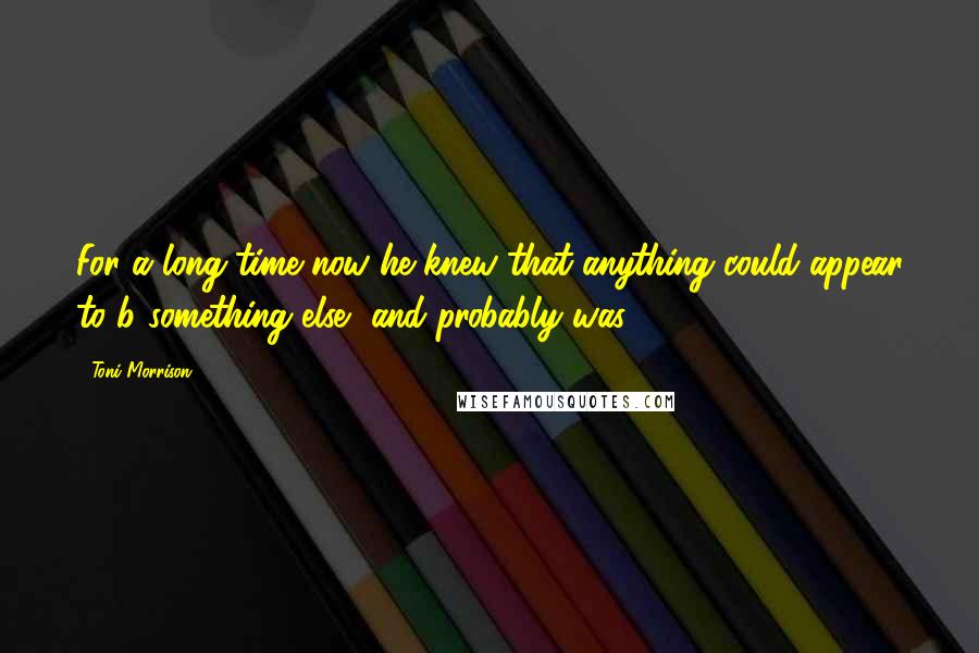 Toni Morrison Quotes: For a long time now he knew that anything could appear to b something else, and probably was.